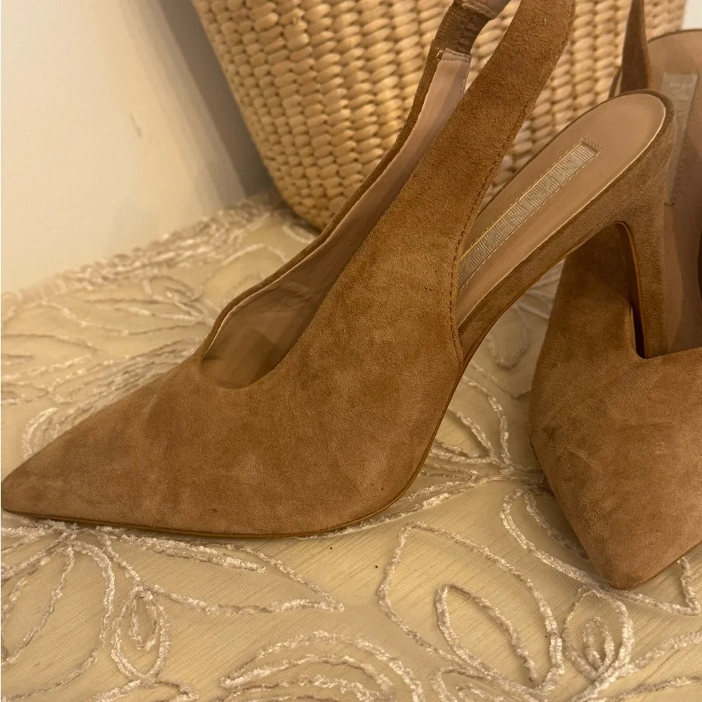 Mango Taupe women’s Suede Slingback stiletto